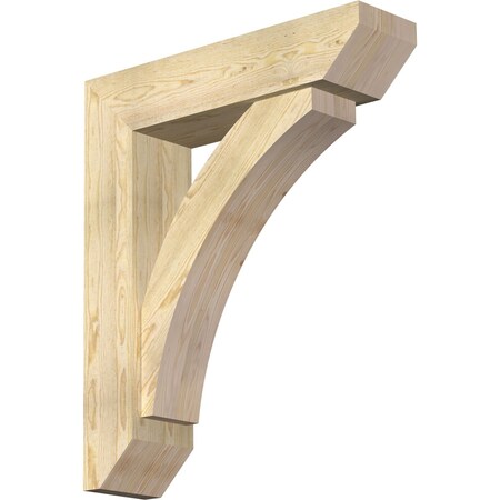 Ekena Millwork Thorton Slat Rough Sawn Bracket w/ Offset Brace, Douglas Fir, 8"W x 32"D x 38"H BKT0806X32X38THR06RDF